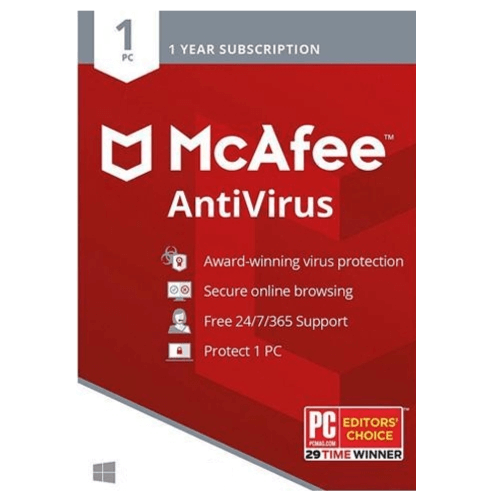 McAfee AntiVirus – 1-Year / 5-PCS
